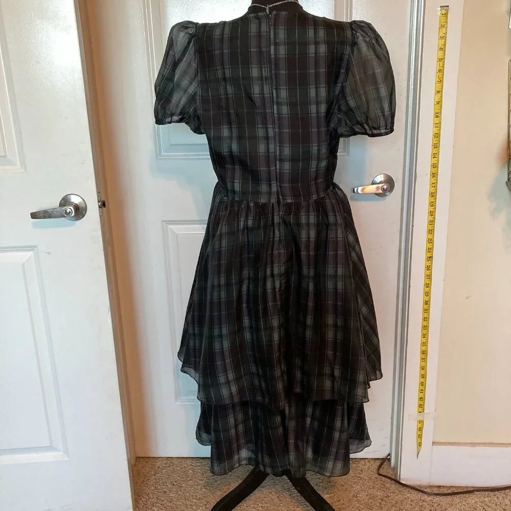Disturbia Checkmate Puff Sleeve Layered Organza Midi Dress - Picture 4 of 8